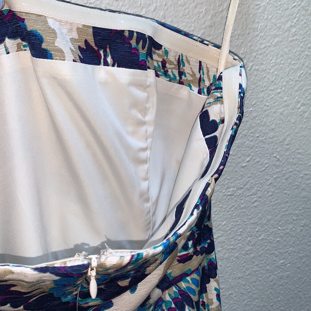 Banana Republic SILK textured leaf print multicolor fitted knee length Dress 4 - Picture 12 of 15
